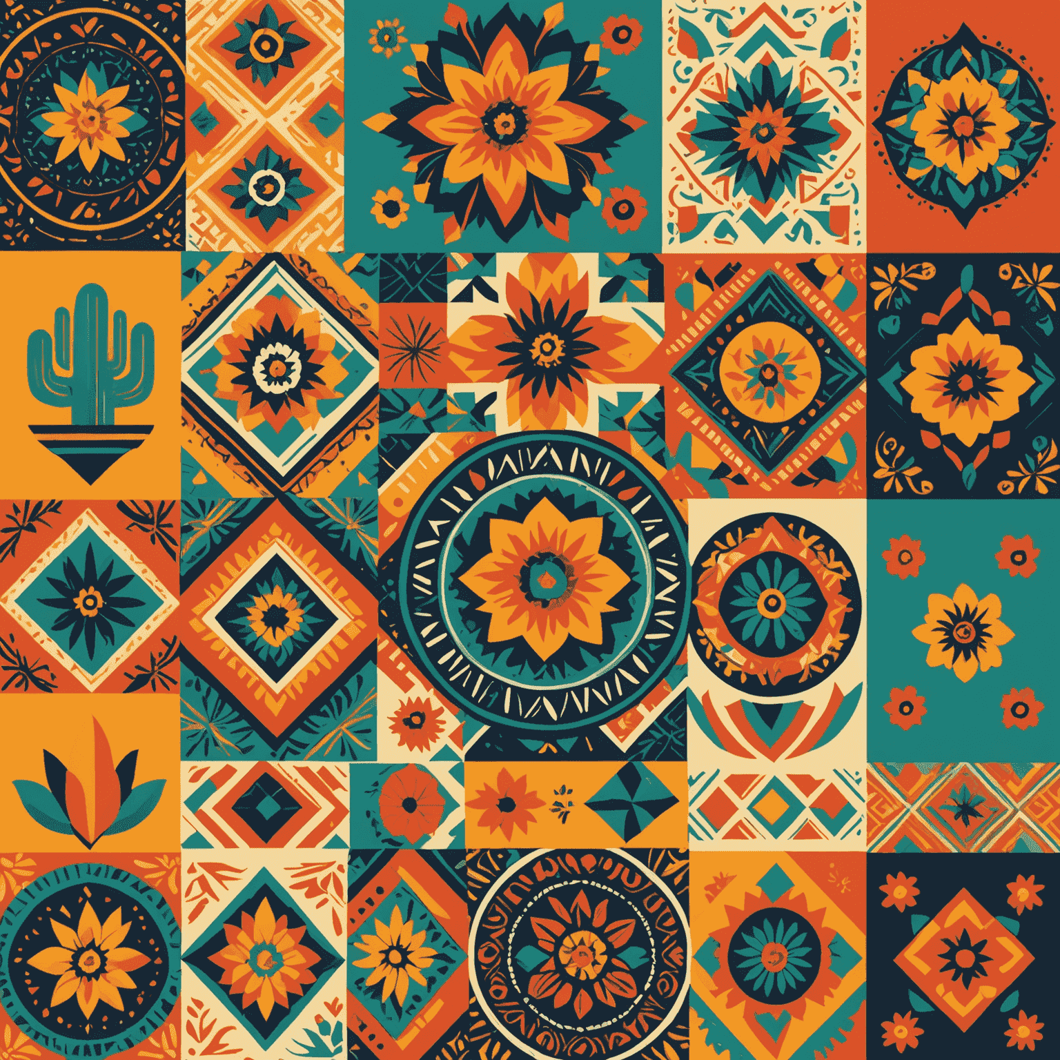 Collage de sitios web modernos mexicanos mostrando diseños coloridos, patrones geométricos y elementos culturales